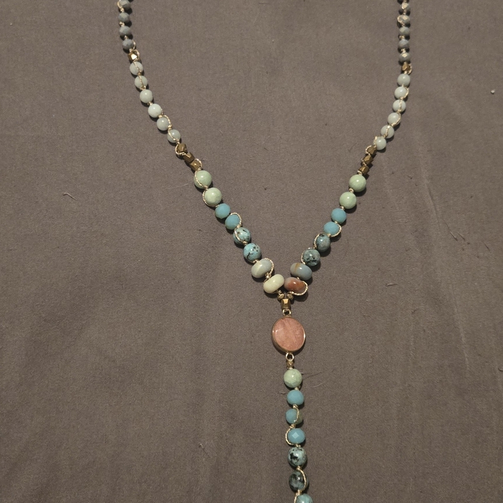 Nakamol Turquoise and Pink Beaded Necklace